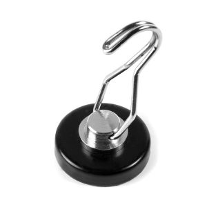 Gummiert magnet Ø 40 mm med roterende krok