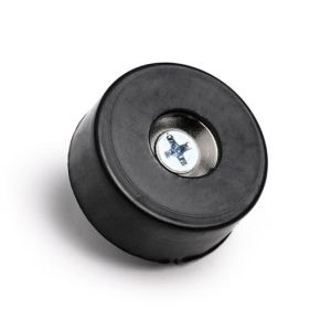 Neodymmagnet i gummi Ø 26,5 x 11,5 mm, forsenket skruehull