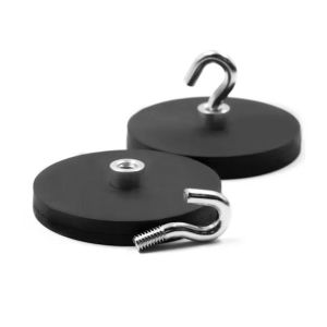 Neodymmagnet med krok Ø 43 mm, gummibelagt, supersterk