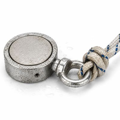 Dobbeltsidig fiskemagnet 200 kg med ringskrue, Ø 65 mm