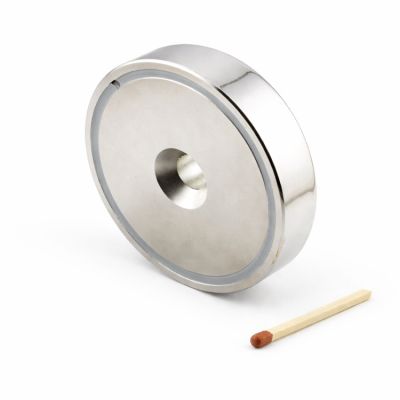 Neodym magnetfeste Ø75 mm i stålhus, maks. 162 kg holdekraft