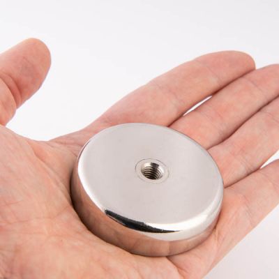 Pot magnet Ø 60 x 5 mm med M8 gjenger