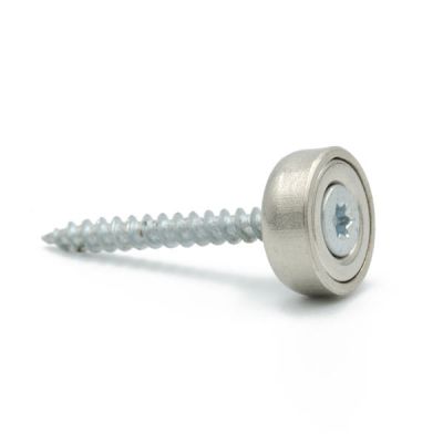 Forsterket magnet Ø 12 x 5 mm, forsenket skruehull