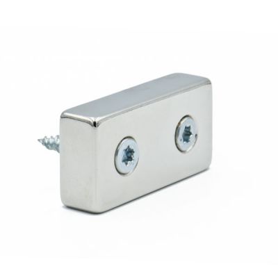 Kraftig magnet med monteringshull 40 x 20 x 10 mm