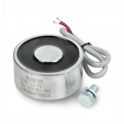 Sterk elektromagnet Ø 65 mm 12V, holder 80kg