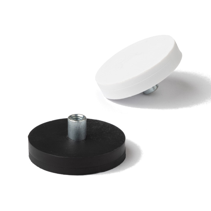 Gummi pot-magnet Ø 31 mm | M4 gjenget hylse | Neodymium