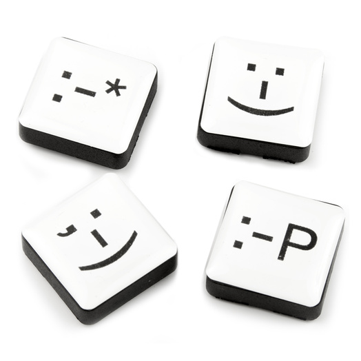 Kjøleskapsmagneter | Magnetsett med 4 hvite emotikoner | Smiley magneter