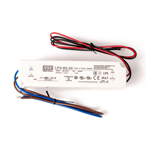 Strømforsyning 24V 60W | Vanntett IP67 | LED Driver