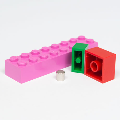 Valgfrie LEGO klosser og magneter med diameter 5 mm
